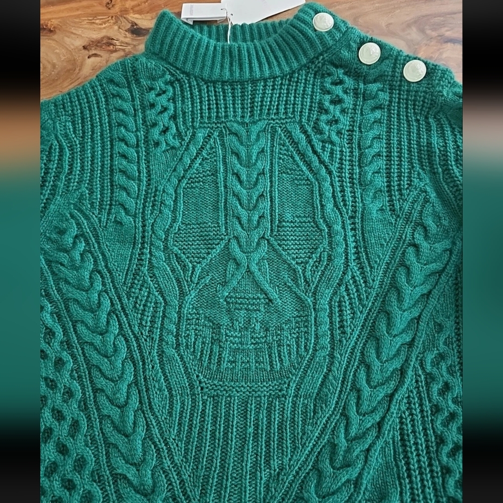 Zadig & Voltaire Kerry Sweater Cashmere Blend Pullover Logo Buttons Skull $648 M